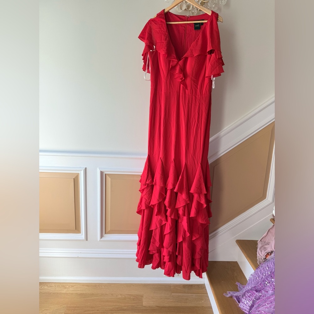 Terani Couture Red Ruffled Dress